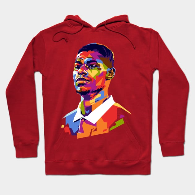 Marcus Rashford Portrait Illustration Hoodie by RJWLTG